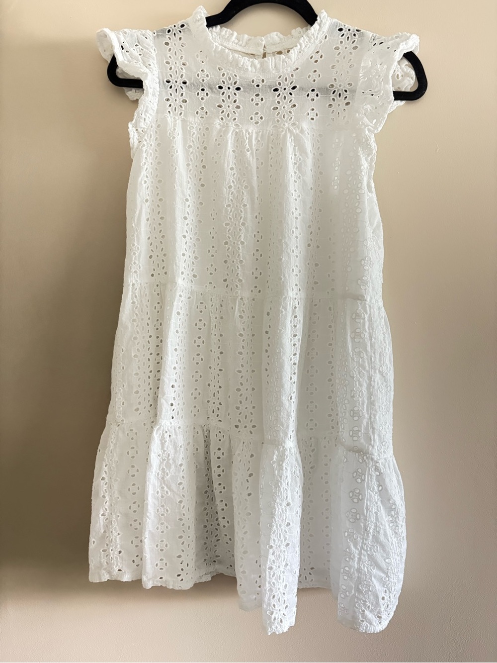 SHEIN White Eyelet Lace Flutter Sleeve Dress
